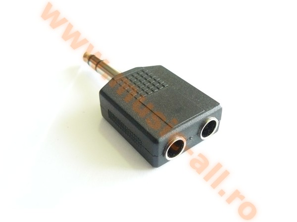 Adaptor Jack 6.3 tata - 2X jack 6.3 mama
