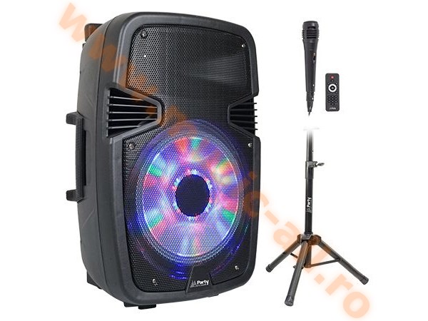 PARTY-15PACK  BOXA ACTIVA 15 inch/38CM ILUMINAT LED CU BT/USB/SD/FM + STAND + MICROFON