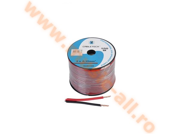 KAB0388-CABLU DIFUZOR CCA 2X0.35MM ROSU/NEGRU 100M