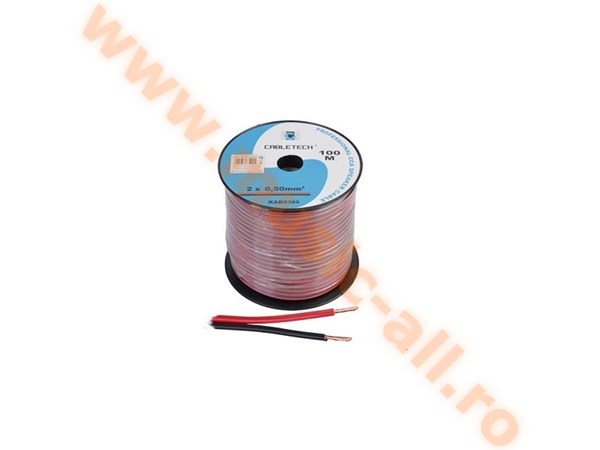 KAB0389-CABLU DIFUZOR CCA 2X0.50MM ROSU/NEGRU 100M