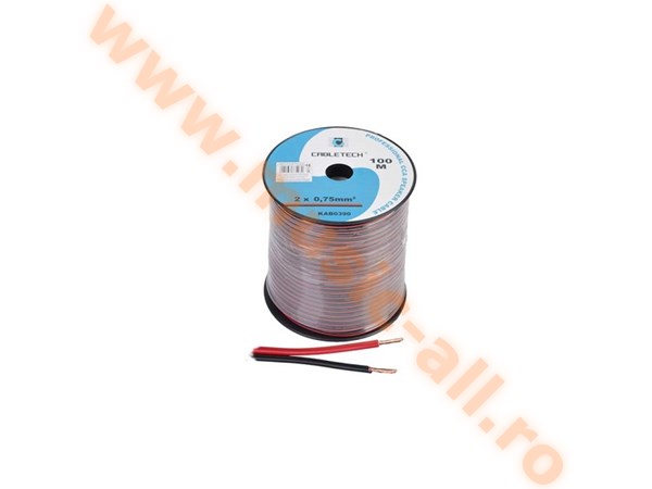 KAB0390-CABLU DIFUZOR CCA 2X0.75MM ROSU/NEGRU 100M