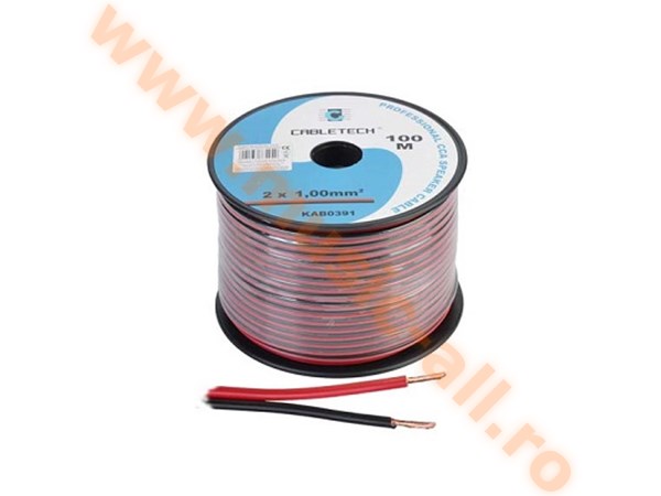 KAB0391-CABLU DIFUZOR CCA 2X1.00MM ROSU/NEGRU 100M