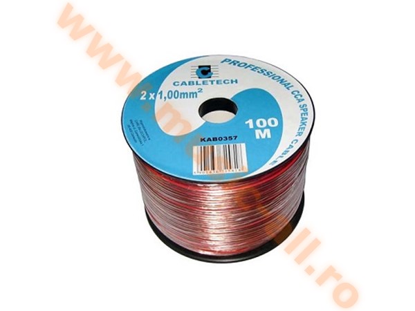 KAB0357- CABLU DIFUZOR CCA 2X1.00MM TRANSPARENT 100M
