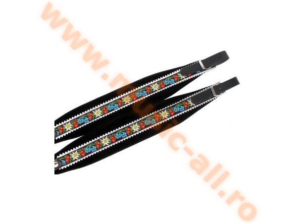 Alpenklang Accordion Straps Edelweiss/Black for 3-row accordions