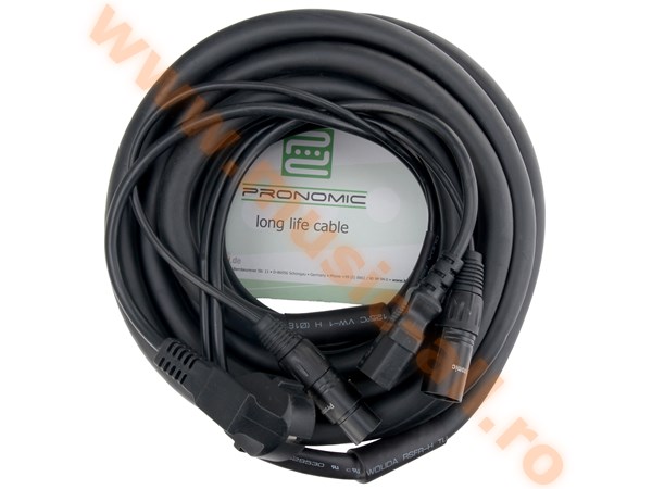 Pronomic Stage EUIECX-15 Hybrid Cable Schuko plug to IEC connector, XLR/XLR 15m