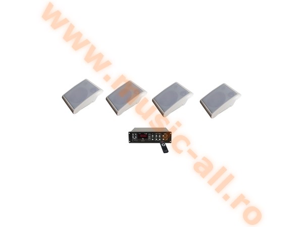 Kit audio sonorizare, Bar,Terasa, Biserica,amplificator si 4 boxe de perete
