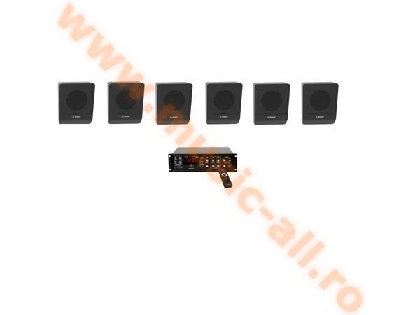 Kit audio sonorizare, Bar,Terasa, Biserica,amplificator LTC si 6 boxe de perete Bosch