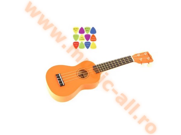 Set Ukulele Supreme Soprano Portocalie cu Pene