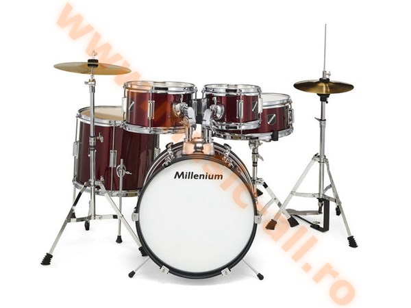 Set Tobe Acustice Millenium Focus Junior Red, bete si scaun inclus, perfecte pentru incepatori