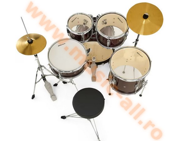Set Tobe Acustice Millenium Focus Junior Red, bete si scaun inclus, perfecte pentru incepatori