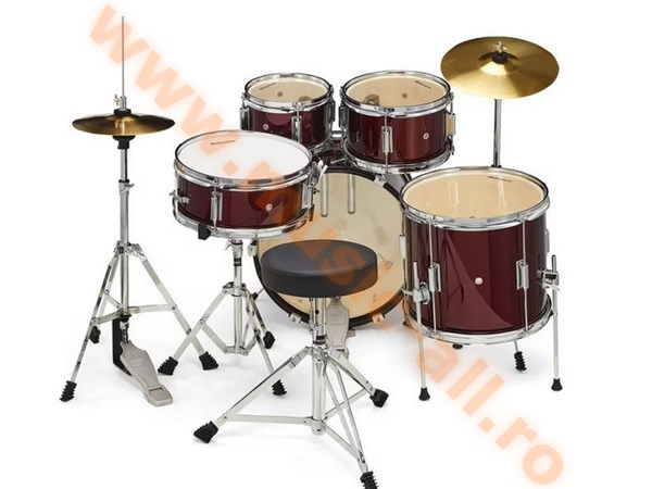 Set Tobe Acustice Millenium Focus Junior Red, bete si scaun inclus, perfecte pentru incepatori