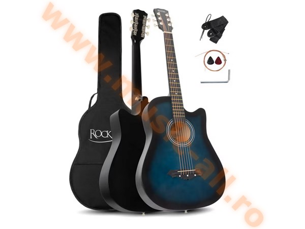 Set Chitara Acustica Rocktile WSD-5C-BUB Slim Line Westerngitarren Set Blueburst