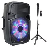 PARTY-15PACK  BOXA ACTIVA 15 inch/38CM ILUMINAT LED CU BT/USB/SD/FM + STAND + MICROFON