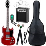 McGrey Rockit E-Gitarre Double Cut-Komplettset Cherry Red