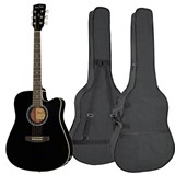 Set Chitara Acustica Harley Benton D-120CE BK cu husa