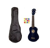 Set Ukulele Sopran Harley Benton UK-12 Albastra 52cm cu Husa si Pene