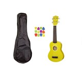 Set ukulele sopran Harley Benton UK-12 GALBEN 52cm , husa +12 pene