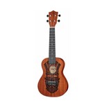 Ukulele Harley Benton Kahuns-S, cu desen motiv Tiki, gravat cu laser