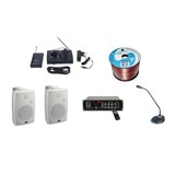 Kit audio sonorizare, Bar,Terasa, Biserica,Capela,amplificator, 2 boxe,microfon lavaliera fara fir